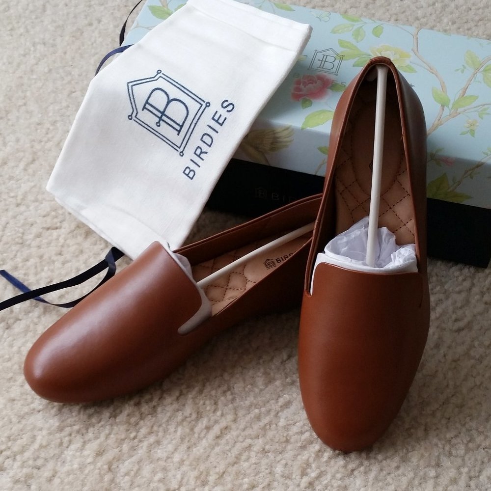 NEW Birdies Starling Flat Cognac Leather